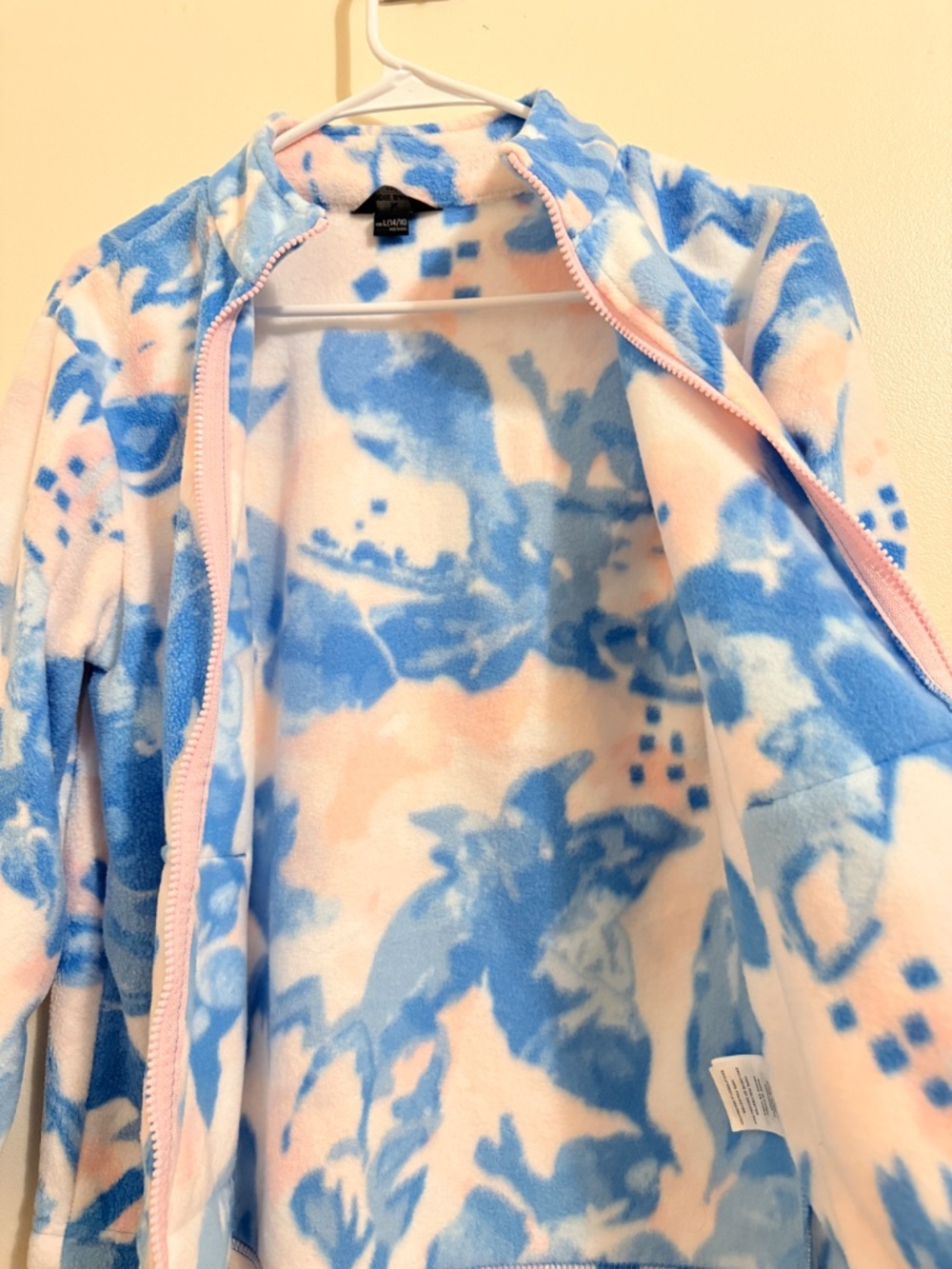 Eddie Bauer Kids Girls Fleece Jacket Size L (14/16) Blue Pink Floral Full Zip - Picture 10 of 14